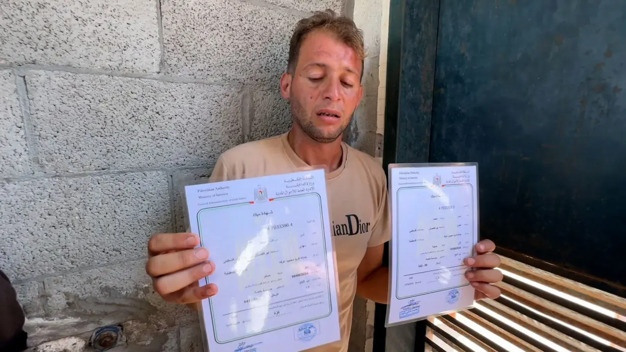 A Gazan father went to register his twins' births. They were killed in an Israeli airstrike, hospital officials say