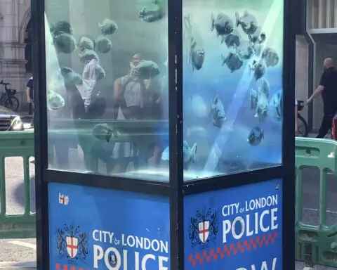 Banksy unveils new rhino art in an animal-themed collection that has popped up across London