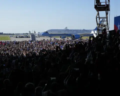 Trump falsely claims a crowd photo from Harris' campaign rally in Detroit was created using AI