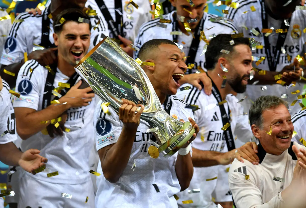 'A magical night': Kylian Mbappé scores first Real Madrid goal in UEFA Super Cup victory over Atalanta