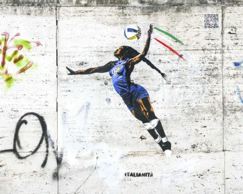 Graffiti celebrating Italian volleyball player Paola Egonu vandalized after Italy wins Olympic gold