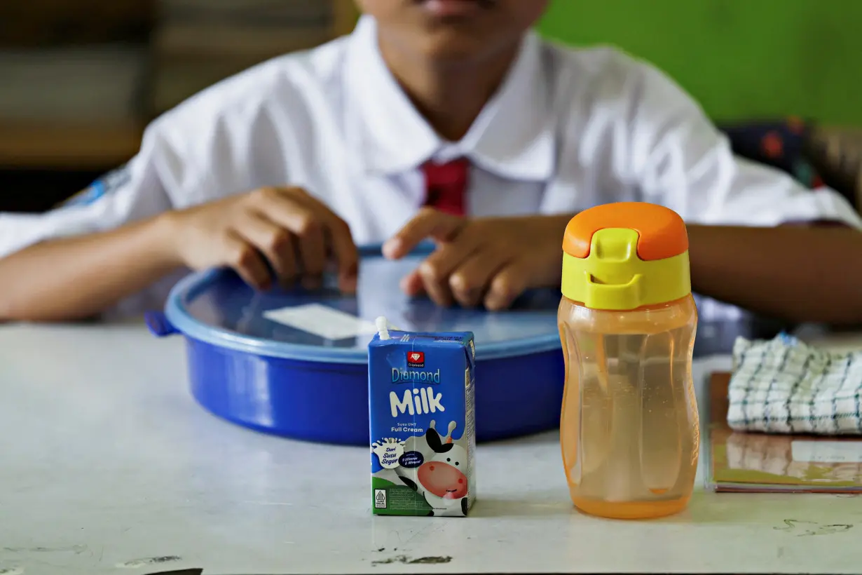 A free-lunch programme trial at an elementary school in Tangerang