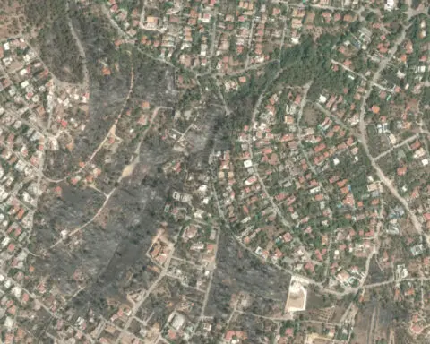 Photos from space show just how close Greece wildfires got to burning whole towns