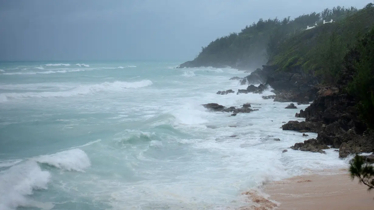 Riptides and waves crash against the South Shore as winds from Hurricane Ernesto approach Bermuda