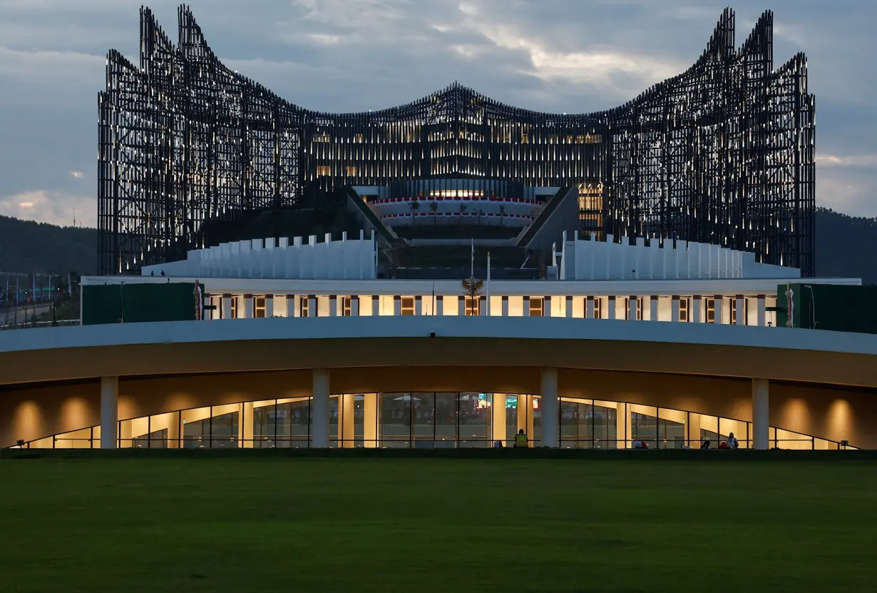 View of the Presidential Palace in the planned new capital city of Nusantara