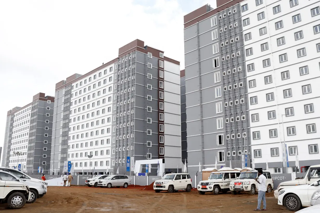 Sipcot Mega Housing Project is seen on the day of its inauguration at Sriperumbudur, Tamil Nadu