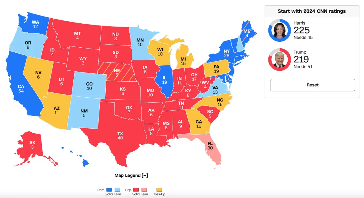 New CNN Road to 270 shows multiple pathways to victory for both Harris and Trump in reshaped race