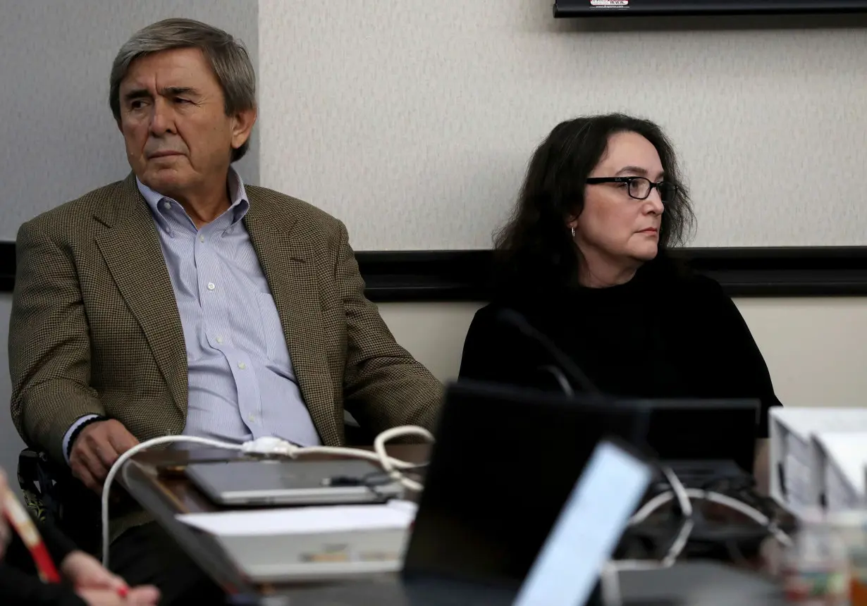 Antonios Pagourtzis, left, and Rose Marie Kosmetatos, parents of accused school shooter Dimitrios Pagourtzis, are defendants in a civil trial.