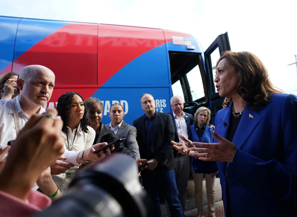 Democratic presidential candidate Harris and her running mate Walz make a four-stop bus tour of western Pennsylvania