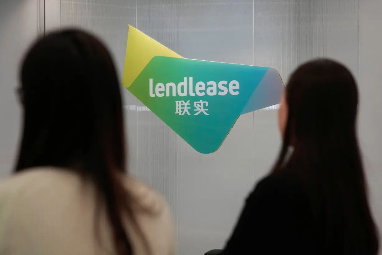 A sign of Lendlease is pictured at the company's office in Shanghai