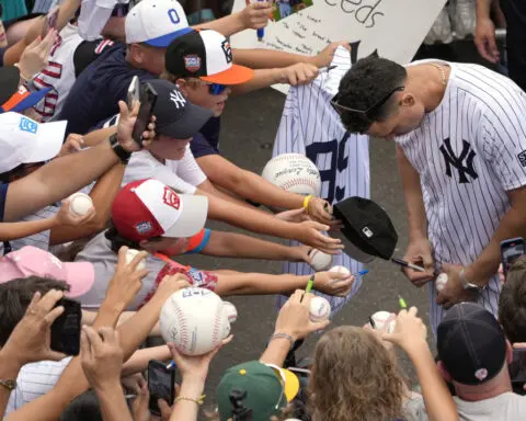 Yankees and Tigers are kids for a day, mingling among Little Leaguers