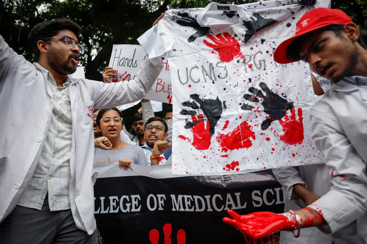 Doctors protest following the rape and murder of a trainee medic in New Delhi