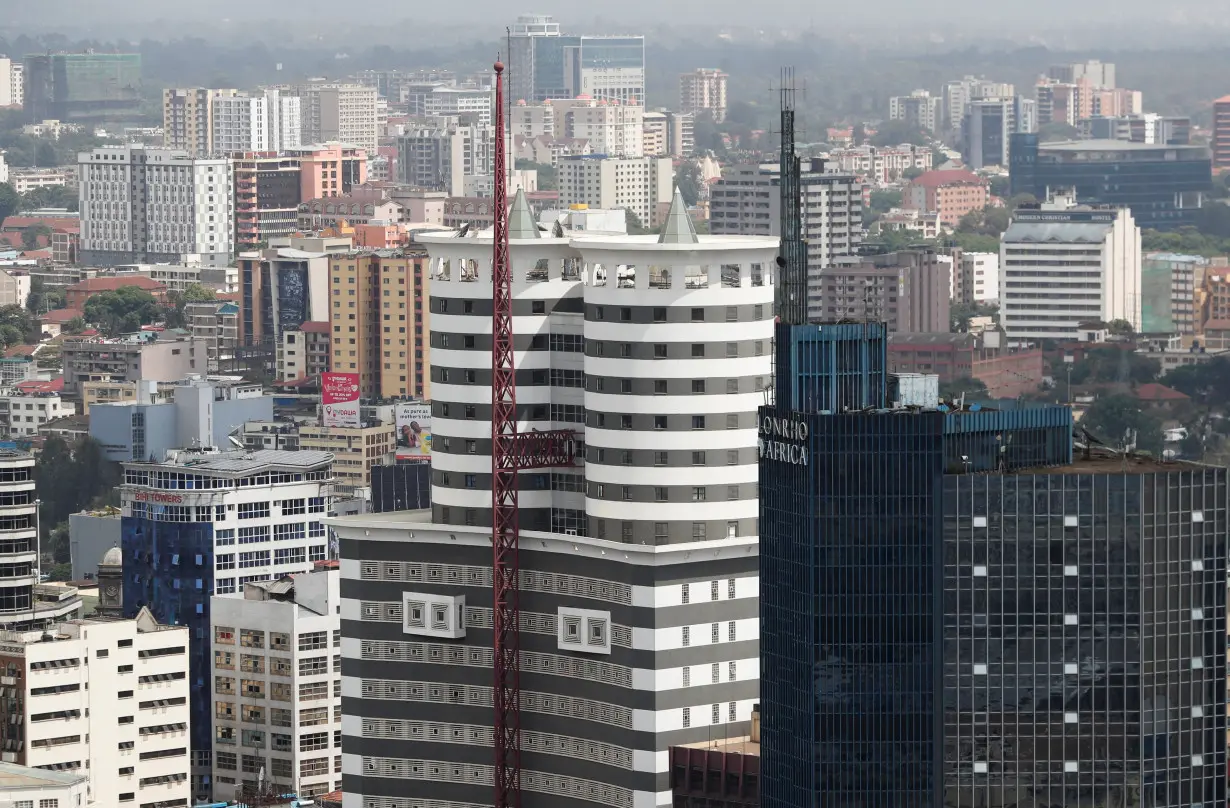 General view of the central business district in Nairobi