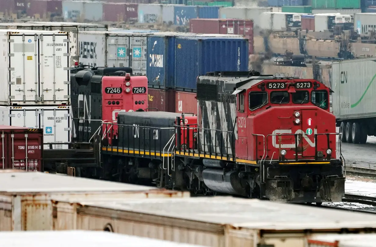 FILE PHOTO: Trains are seen in the yard at the at the CN Rail Brampton Intermodal Terminal in Brampton