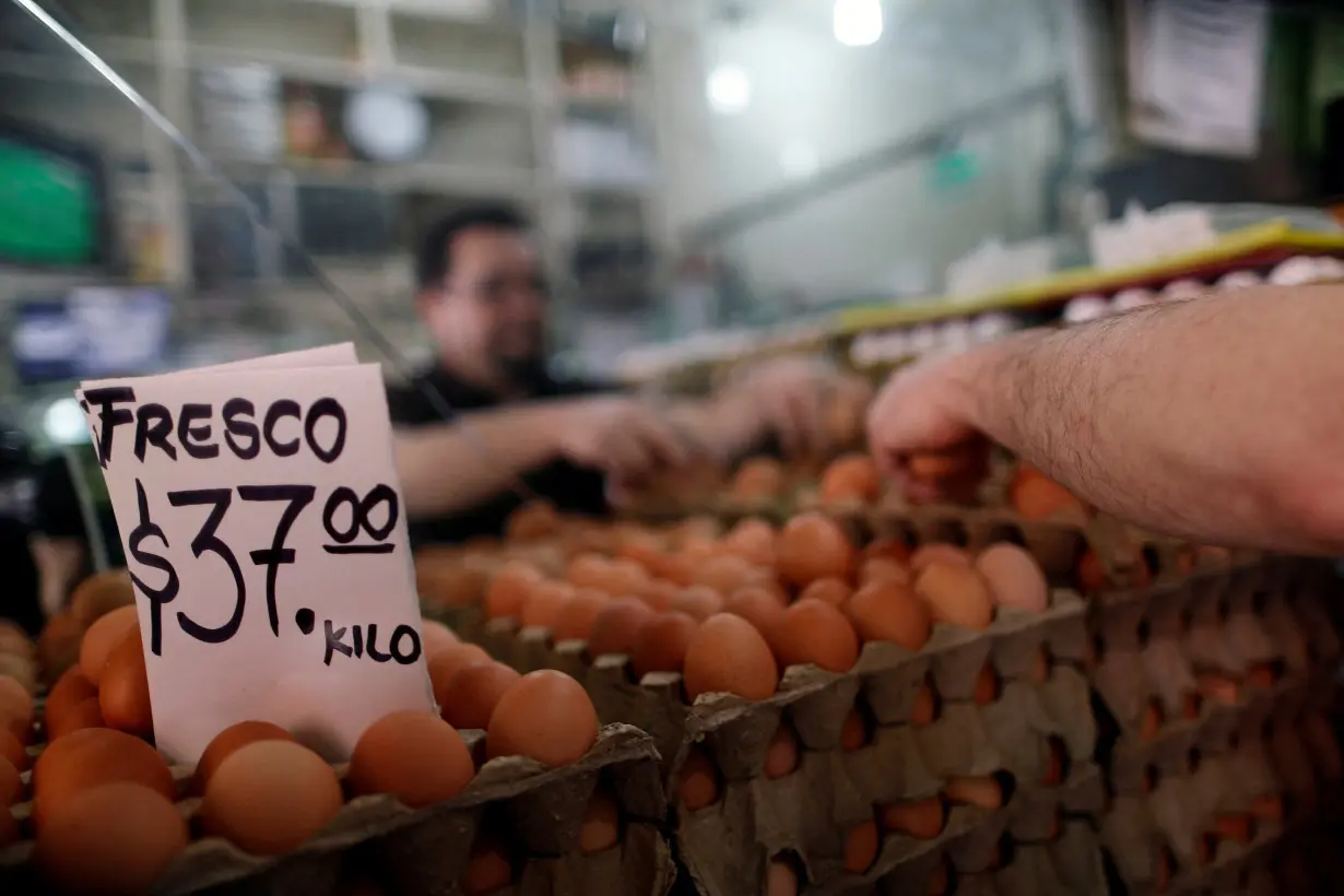 FILE PHOTO: A sign displayed the price of the egg at a store in Mexico City