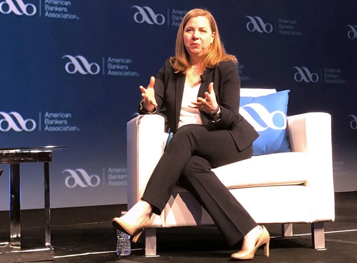 FILE PHOTO: Federal Reserve Governor Michelle Bowman gives her first public remarks as a Fed policymaker at an American Bankers Association conference in San Diego