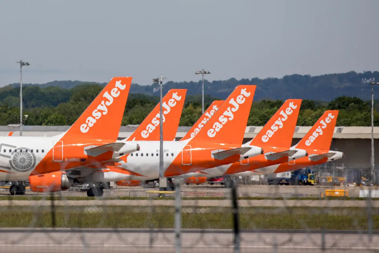 EasyJet planes at Gatwick in 2020. A flight from Corfu to Gatwick was diverted to Rome on August 19 after turbulence injured two crew members.