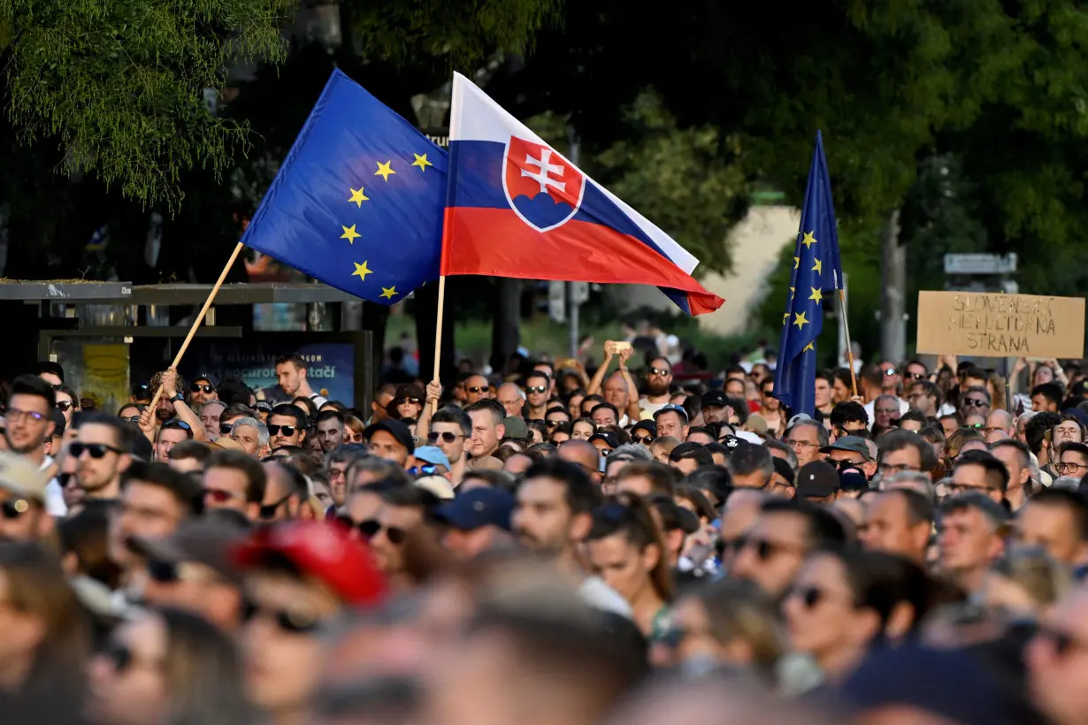 FILE PHOTO: Anti-government protest against recent moves by the government on justice and cultural issues, in Bratislava