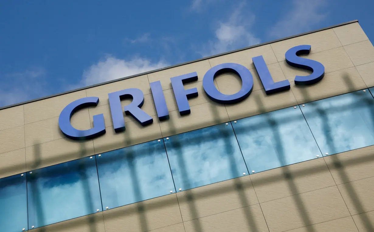 FILE PHOTO: Logo of the Spanish pharmaceuticals company Grifols is pictured on its facilities in Parets del Valles