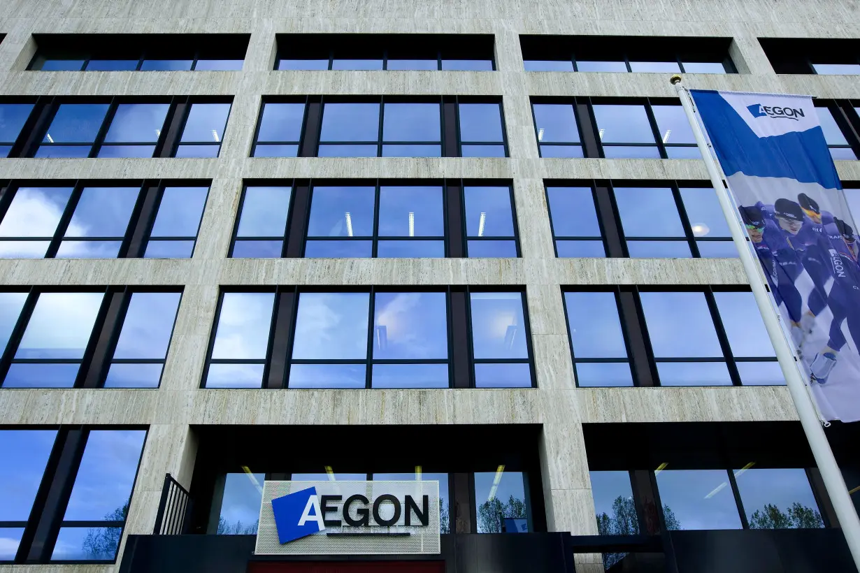 The logo of Dutch financial insurance company Aegon is seen in this file photo