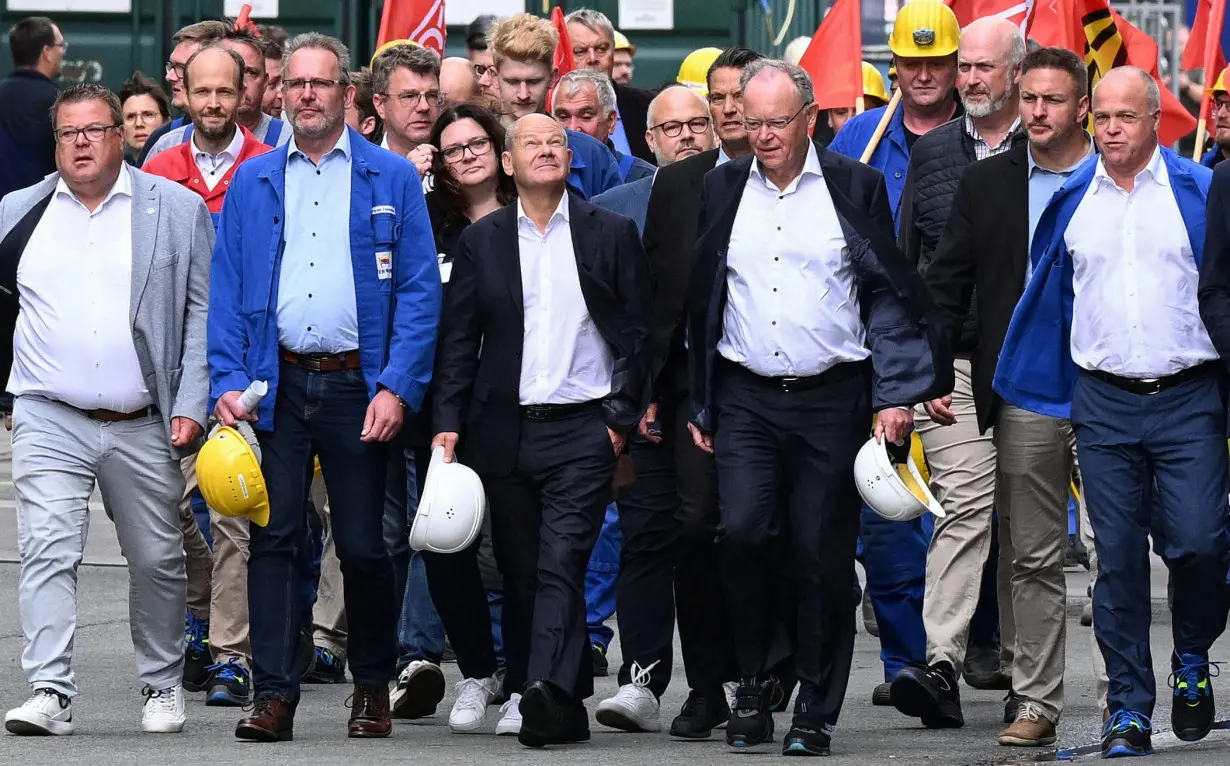 German Chancellor Olaf Scholz visits the luxury shipbuilder Meyer Werft in Papenburg