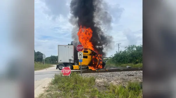 Amtrak train hits semi attempting to cross tracks, Sheriff's Office says