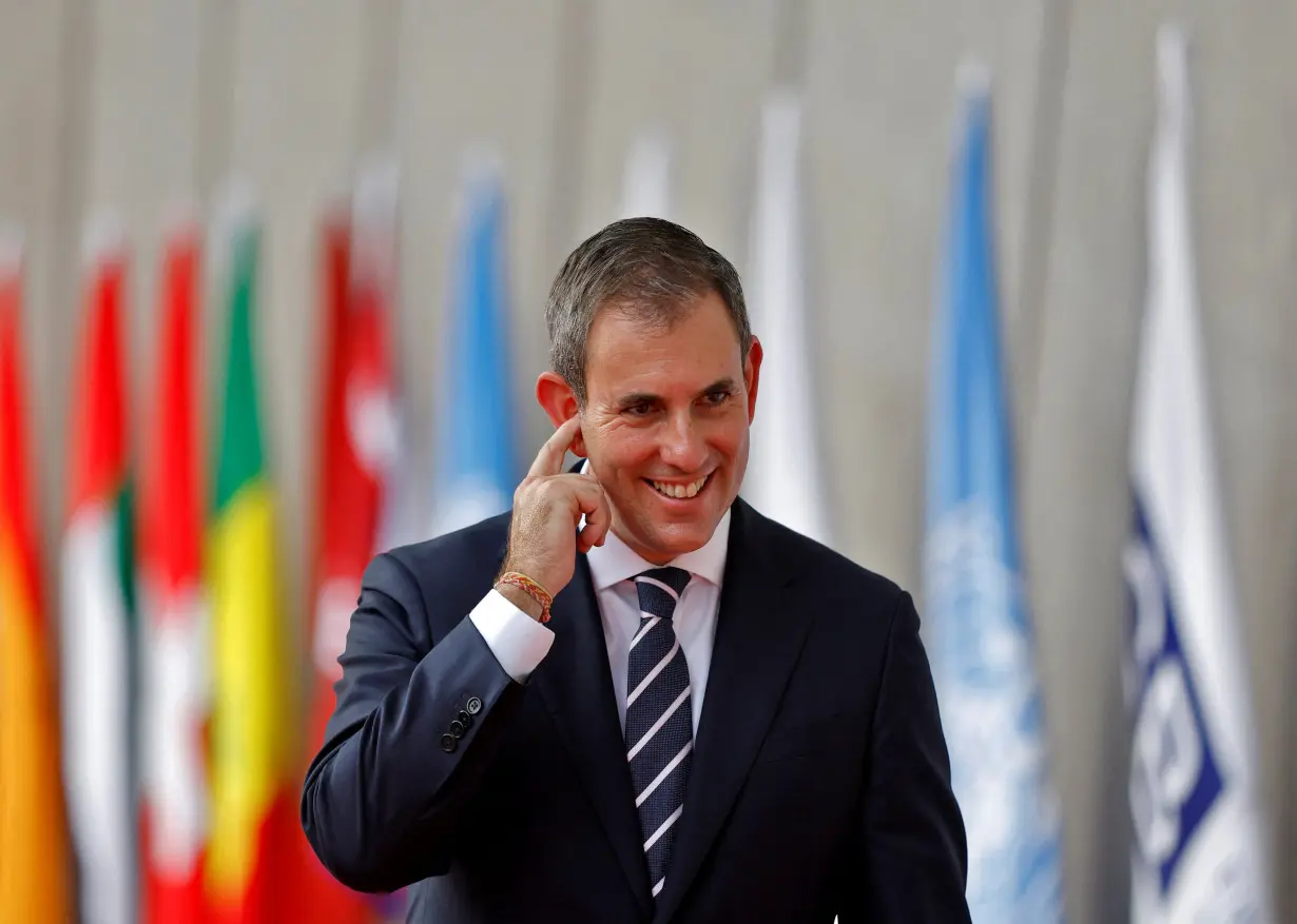 Australian Treasurer Chalmers arrives to attend a G20 finance ministers' and Central Bank governors' meeting at Gandhinagar