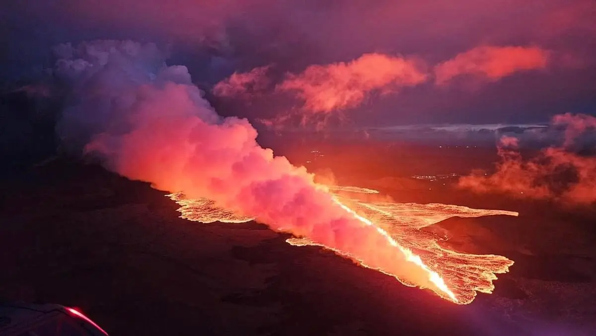 Volcano in Iceland erupts near Grindavik