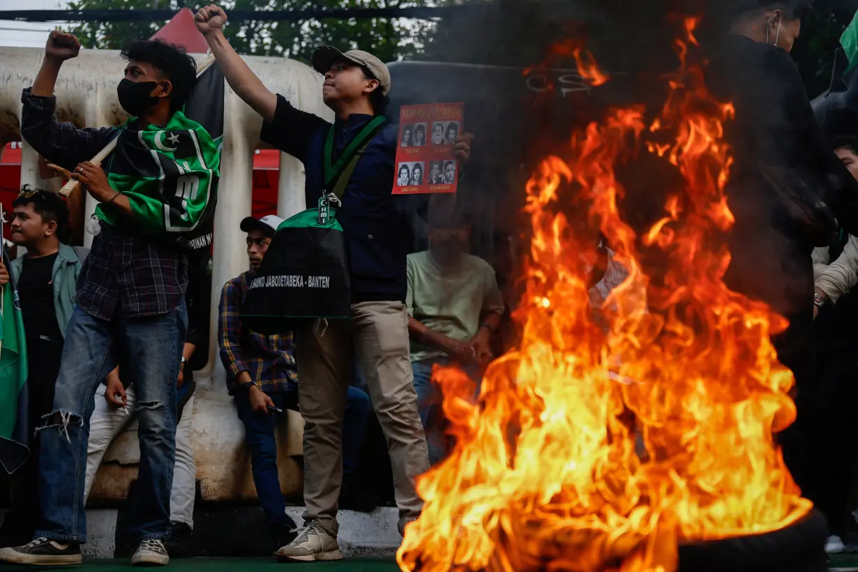 Protest outside the Election Commission headquarters in Jakarta