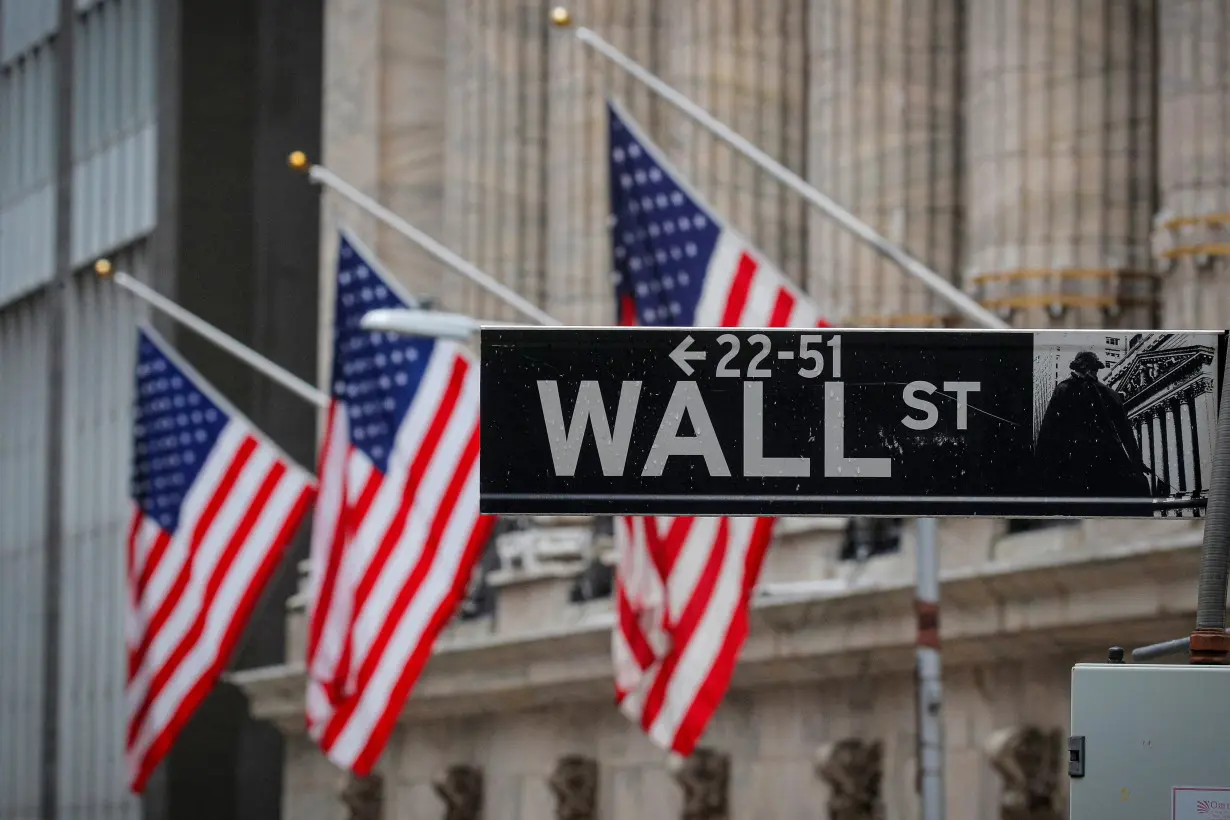 FILE PHOTO: The Wall St. sign is seen outside the NYSE in New York