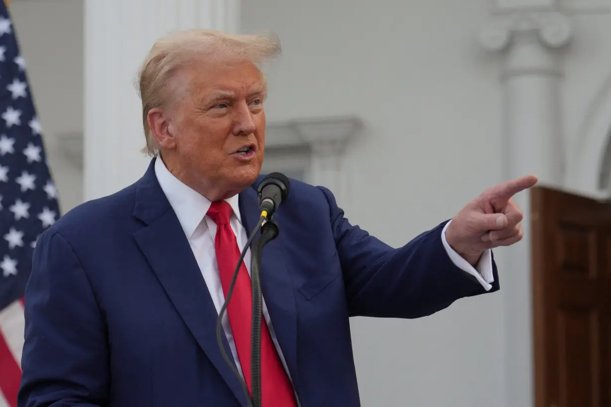 Republican presidential nominee and former U.S. President Donald Trump holds a press conference in Bedminster