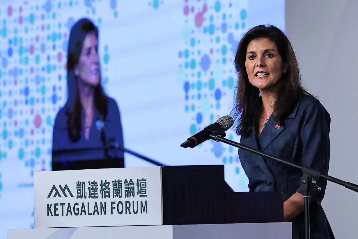 Former U.S. Ambassador to the United Nations Nikki Haley makes a speech at the annual Ketagalan Forum in Taipei