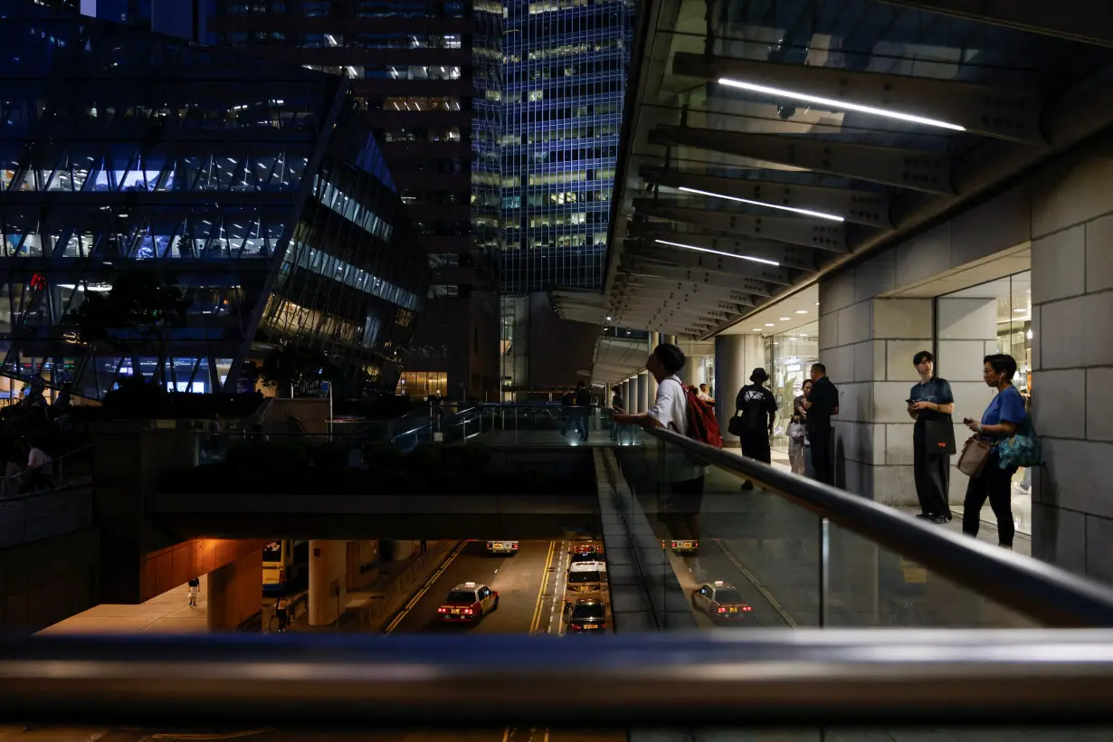 An evening view of the financial central district of Hong Kong