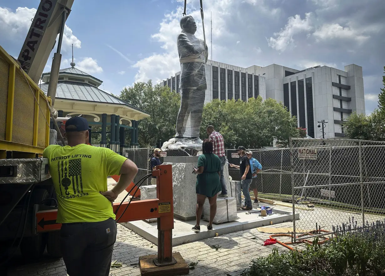 A statue honoring John Lewis replaces former Confederate monument in Georgia