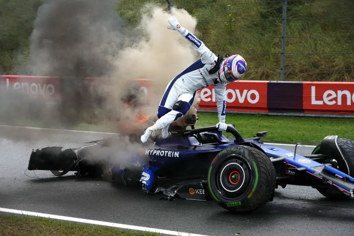 American F1 driver Logan Sargeant escaped unharmed after losing control of his car during practice at the Dutch Grand Prix Saturday.