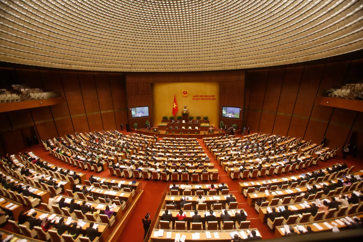 A general view of the Vietnam National Assembly is seen during the opening ceremony of its 2016 spring session in Hanoi