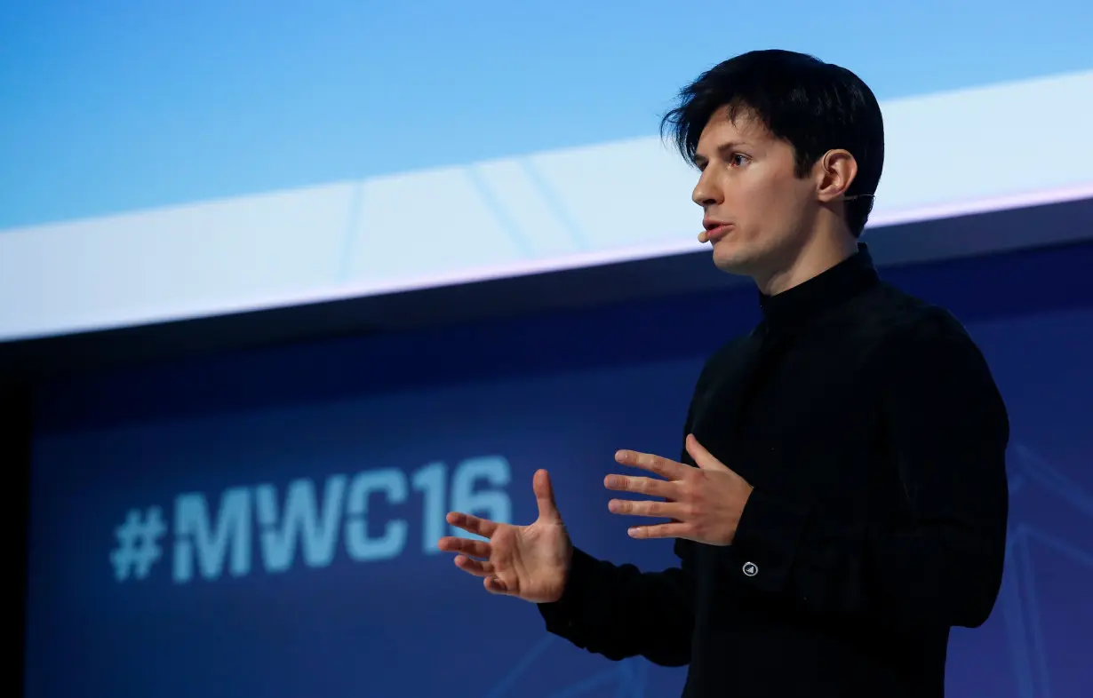 Founder and CEO of Telegram Pavel Durov delivers a keynote speech during the Mobile World Congress in Barcelona