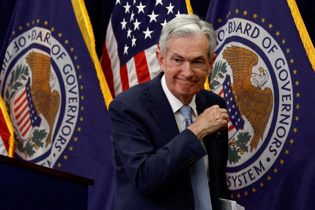 FILE PHOTO: Federal Reserve Board Chairman Jerome Powell holds a news conference in Washington