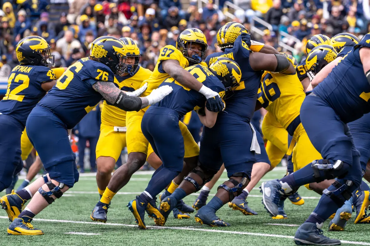 Michigan players participate in its 'Spring Game' on April 20 in Ann Arbor.