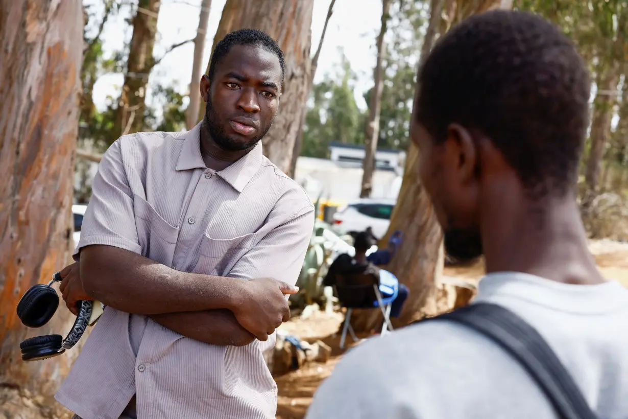 Moussa Diaby stands outside the Las Raices centre in La Laguna