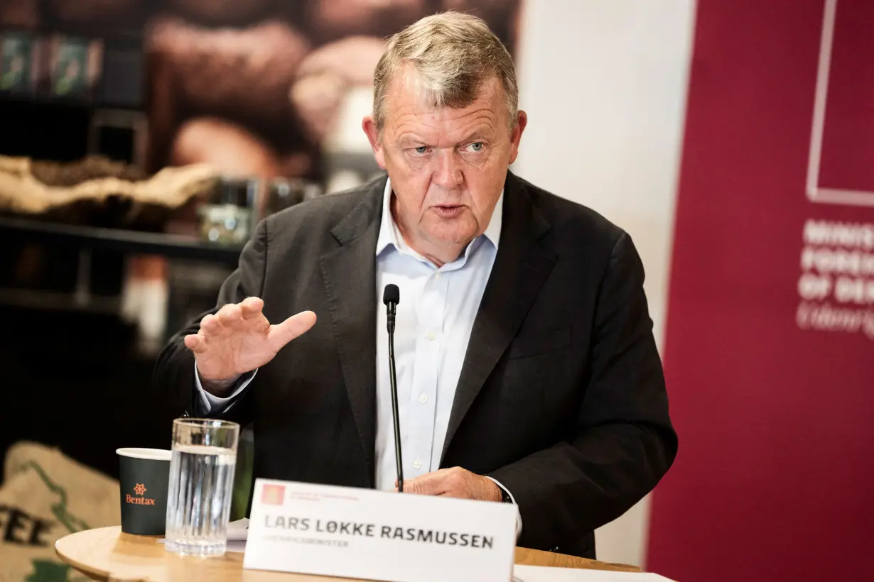 Denmark's Foreign Minister Rasmussen attends press conference in Broendby