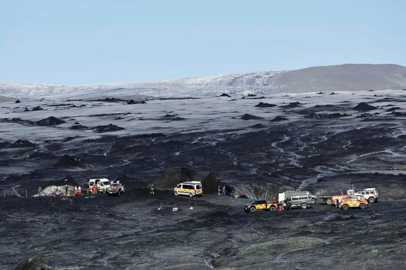 Rescue operation after ice cave collapse on Breidamerkurjokull glacier