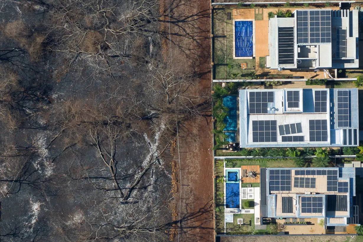 Artermath of fires on sugar cane plantations on the state of Sao Paulo