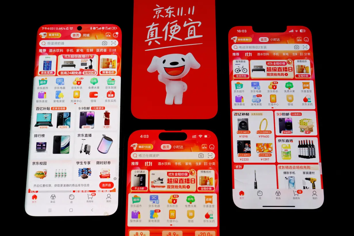 FILE PHOTO: llustration picture of e-commerce app JD.com