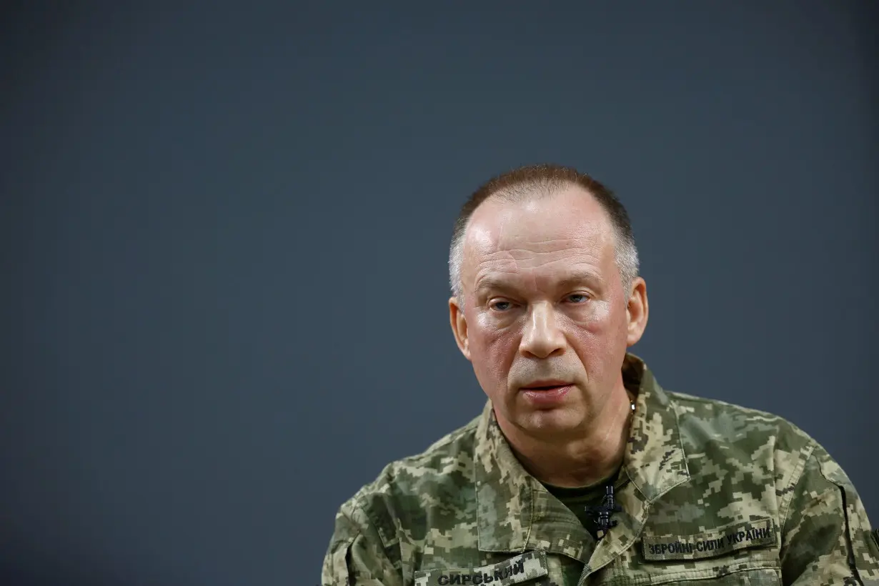 Commander of the Ukrainian Ground Forces Syrskyi attends an in interview with Reuters in Kharkiv region