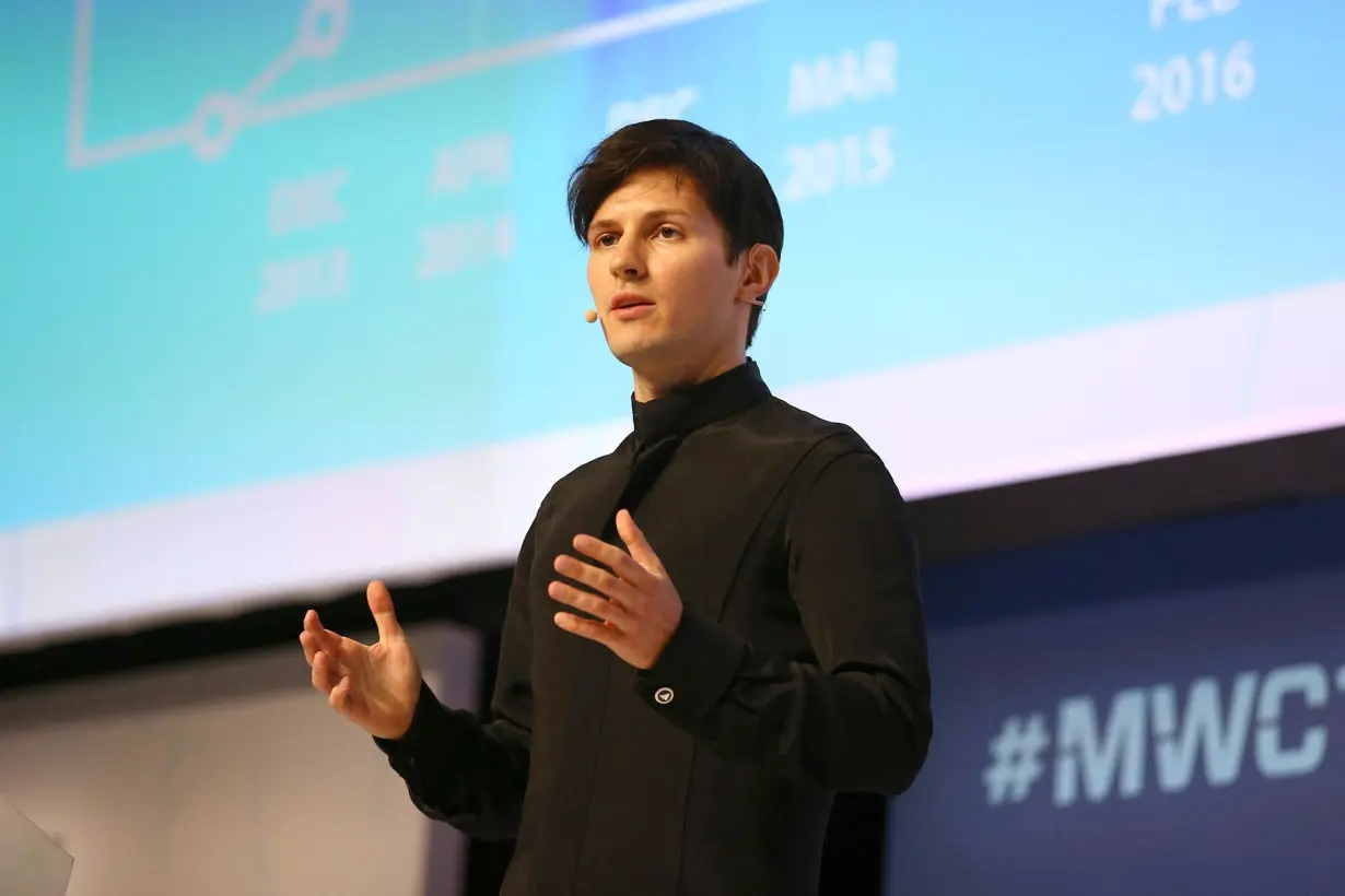 Telegram founder and CEO Pavel Durov delivers his keynote conference during the Mobile World Congress at the Fira Gran Via complex in Barcelona, Spain on February 23, 2016.