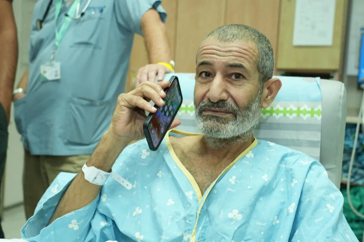 Qaid Farhan Alkadi, a Bedouin Israeli hostage who was kidnapped in the deadly October 7 attack by Hamas, at Soroka Medical Center in Beersheba