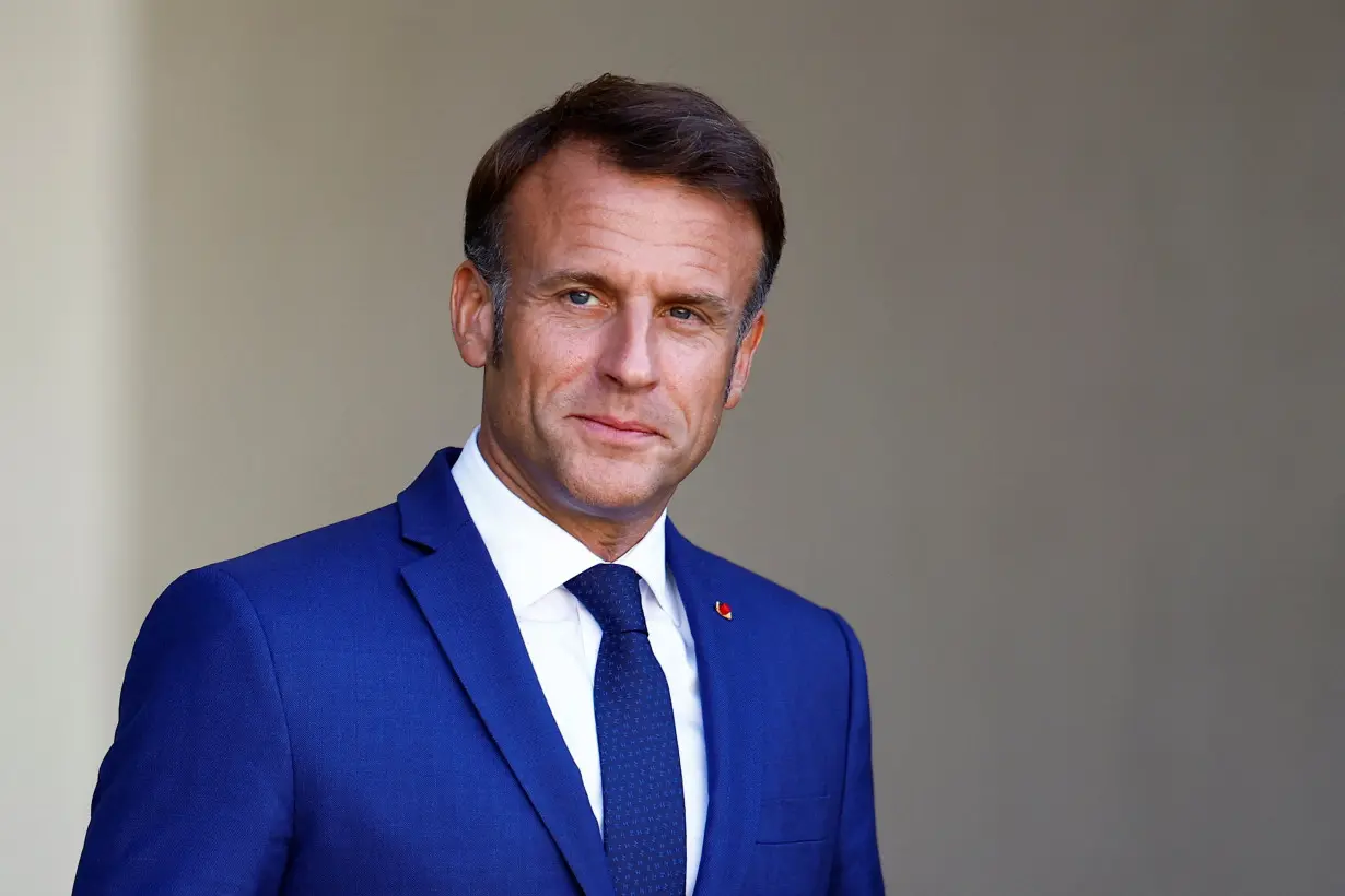 French President Macron at the Elysee Palace in Paris