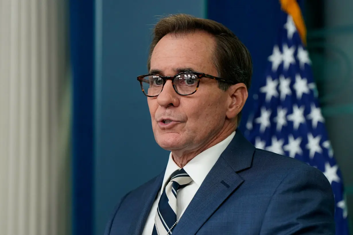 White House National Security Communications Advisor Kirby speaks during a press briefing in Washington