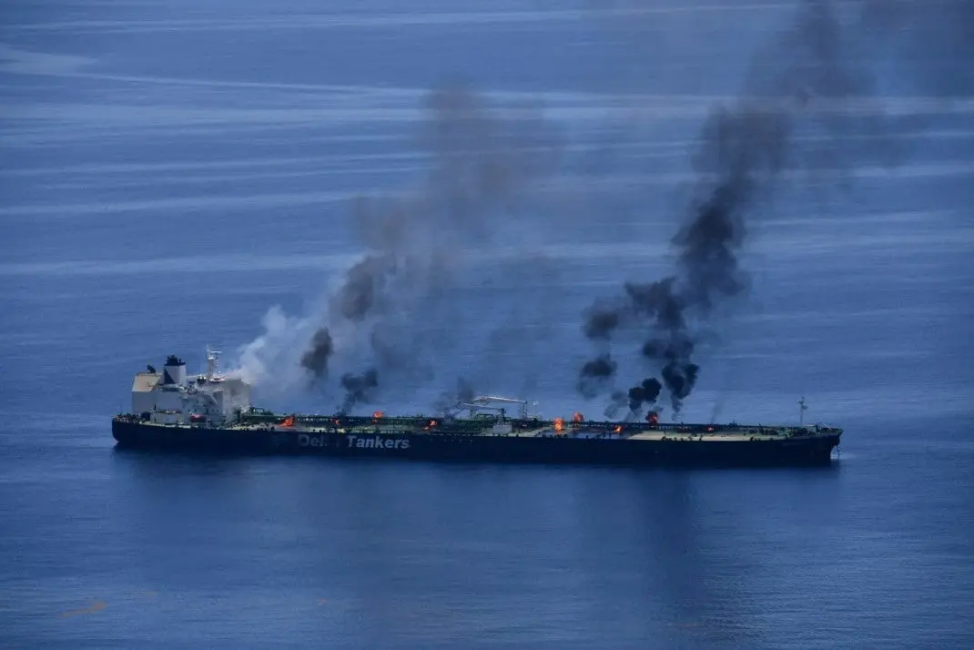 Sounion oil tanker on fire in Red Sea